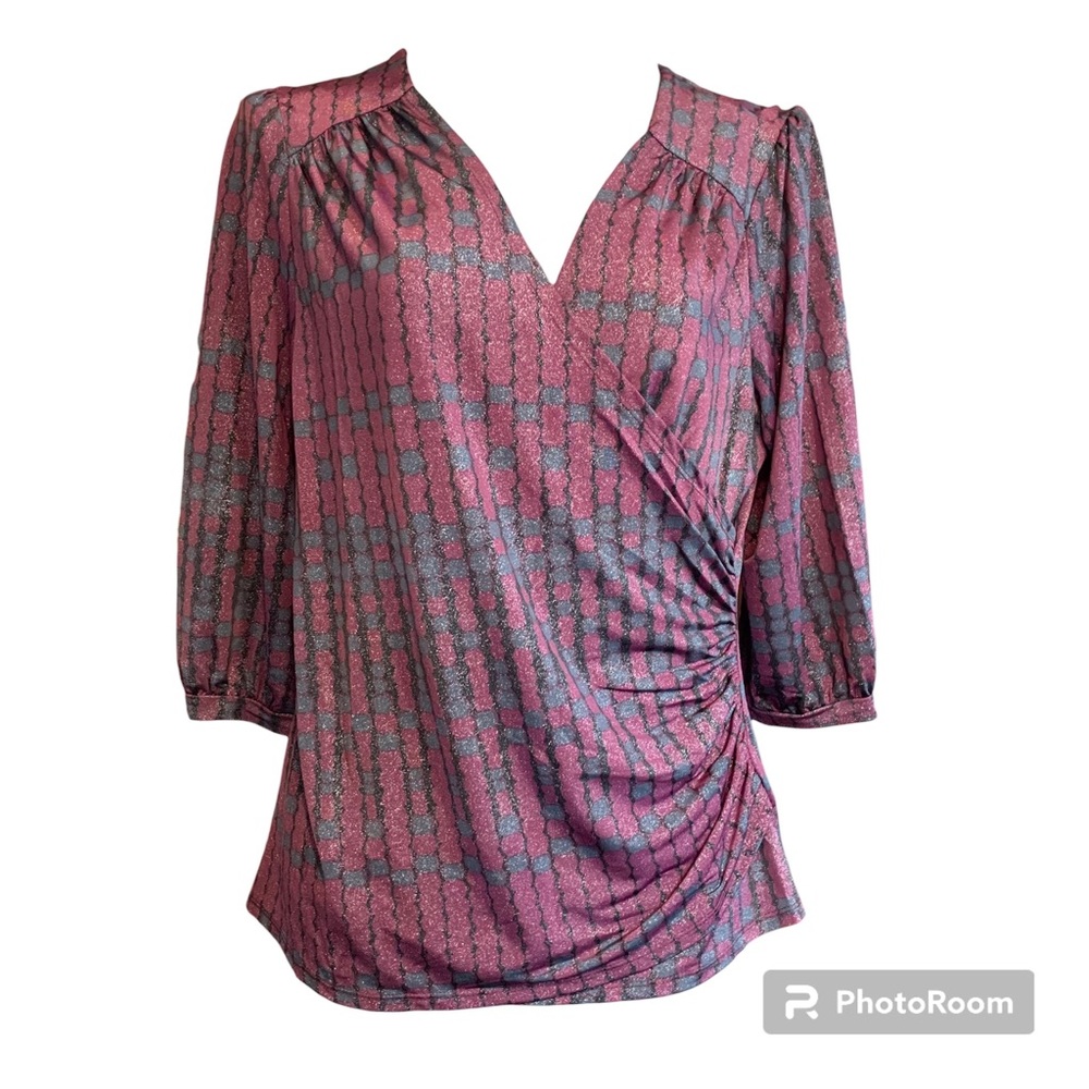 Cross over 3/4 sleeve blouse